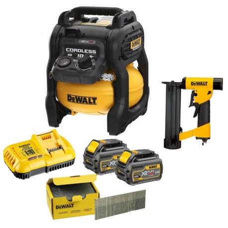 KIT XR Compresor 54V + Clavadora Pin + Pins + Baterías DeWALT