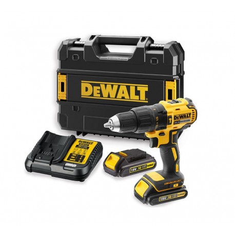 Taladro Percutor sin escobillas 18V + Batería 1,5Ah + Maletín DeWALT