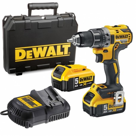 Taladro Atornillador sin escobillas 18V + Baterías 5Ah + Maletín + Cargador DeWALT