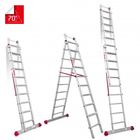 Escalera multiuso de 2 tramos con peldaños cómodos EN1410 9+10 Peldaños