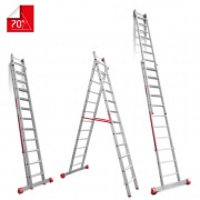 Escalera multiuso de 2 tramos con peldaños cómodos EN1412 11+12 Peldaños