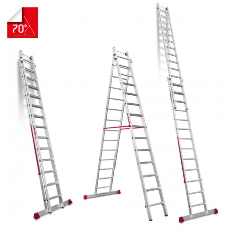 Escalera multiuso de 2 tramos con peldaños cómodos EN1414 13+14 Peldaños