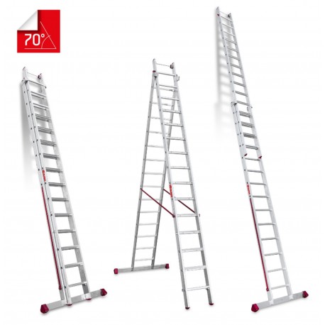 Escalera multiuso de 2 tramos con peldaños cómodos EN1415 14+15 Peldaños