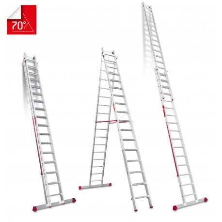 Escalera multiuso de 2 tramos con peldaños cómodos EN1417 16+17 Peldaños