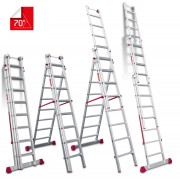 Escalera multiuso de 3 tramos con peldaños cómodos EN1508 7+8+8 Peldaños