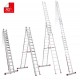 Escalera multiuso de 3 tramos con peldaños cómodos EN1515 14+15+15 Peldaños