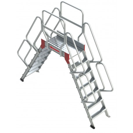 Escalera puente de aluminio con plataforma | Inclinación 60º SP 60-06 6 Peldaños