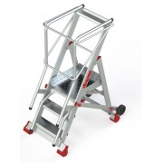 Escalera de almacén con plataforma y ruedas SMT70 3 Peldaños