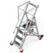 Escalera de almacén con plataforma y ruedas SMT100 4 Peldaños