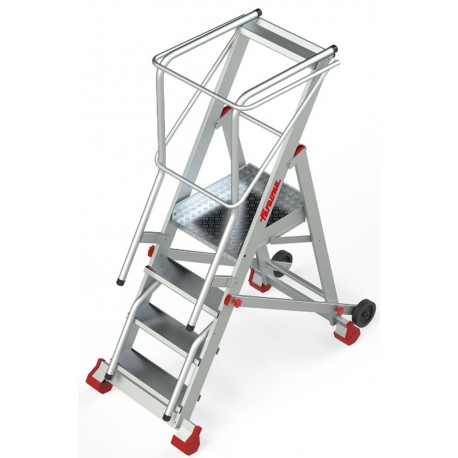 Escalera de almacén con plataforma y ruedas SMT100 4 Peldaños