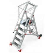 Escalera de almacén con plataforma y ruedas SMT120 5 Peldaños