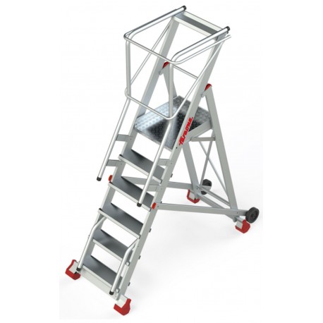 Escalera de almacén con plataforma y ruedas SMT150 6 Peldaños