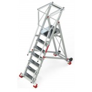 Escalera de almacén con plataforma y ruedas SMT200 7 Peldaños