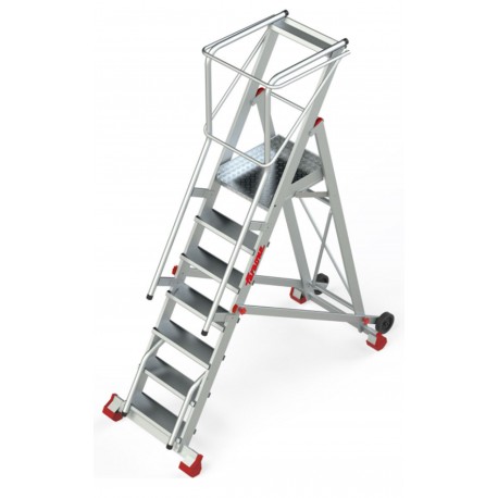 Escalera de almacén con plataforma y ruedas SMT200 7 Peldaños