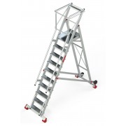 Escalera de almacén con plataforma y ruedas SMT300 10 Peldaños