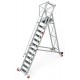 Escalera de almacén con plataforma y ruedas SMT350 12 Peldaños