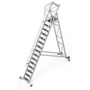 Escalera de almacén con plataforma y ruedas SMT450 15 Peldaños