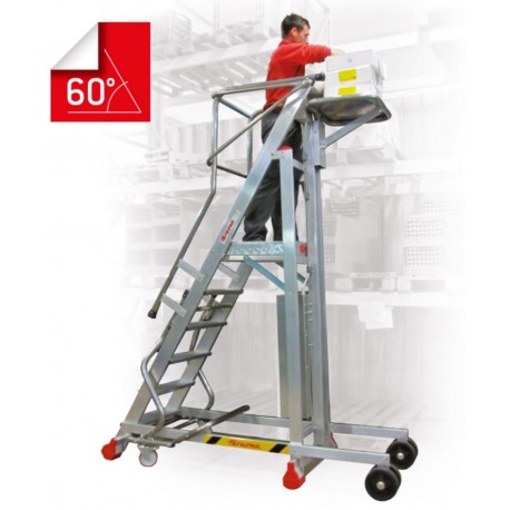 Escalera con plataforma y plano de carga eléctrico PICK15 6 Peldaños