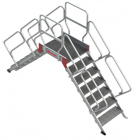 Escalera puente con plataforma en tramex | Inclinación 45º SP-T-05 5 Peldaños