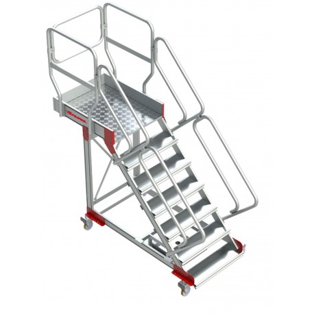 Escalera de aluminio con plataforma y vuelo| Inclinación de 45º SB45-15 15 Peldaños