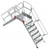 Escalera de doble ascenso con plataforma,base con ruedas y tramo de ascenso a 45º. SP45-08 8 Peldaños