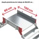 Escalera de doble ascenso con plataforma,base con ruedas y tramo de ascenso a 45º. SP45-11 11 Peldaños