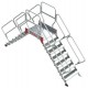 Escalera de doble ascenso con plataforma,base con ruedas y tramo de ascenso a 45º. SP45-13 13 Peldaños