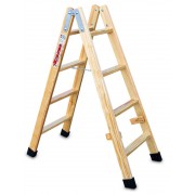 Escalera doble subida de madera barnizada LDB04 4+4 Peldaños