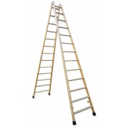 Escalera doble subida de madera barnizada LDB013 13+13 Peldaños