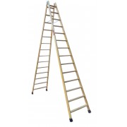 Escalera doble subida de madera barnizada LDB014 14+14 Peldaños