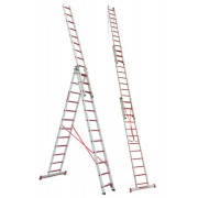 Escalera multiusos de 3 tramos de fibra de vidrio 10+10+10 Peldaños