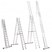 Escalera multiuso de 3 tramos con peldaños cómodos EN1515 14+15+15 Peldaños