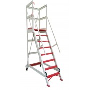 Escalera con plataforma y barandilla de seguridad de fibra de vidrio ALFI04