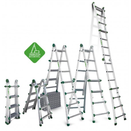 Escalera telescópica multiusos de uso doméstico 8+8 Peldaños ES-TELE4X4