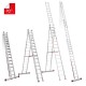 Escalera multiuso de 3 tramos con peldaños cómodos EN1506 5+5+6 Peldaños