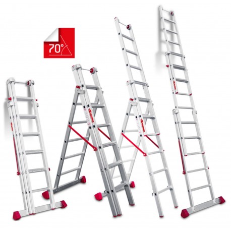 Escalera multiuso de 3 tramos con peldaños cómodos EN1506 5+5+6 Peldaños