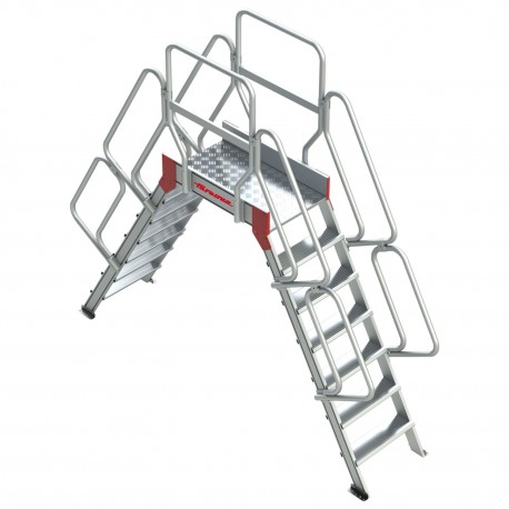 Escalera puente de aluminio con plataforma | Inclinación 60º SP 60-03 3 Peldaños