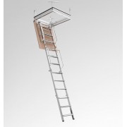 Escalera para techos desplegable en 4 tramos de acero pintado gris 70 X 100