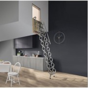 Escalera para techos desplegable en 4 tramos de acero pintado gris 70 X 130